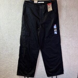 Levis 94 Baggy Cargo Pants Womens 27 (Meas 30x30) Black Mid Rise Cinch Hem NEW